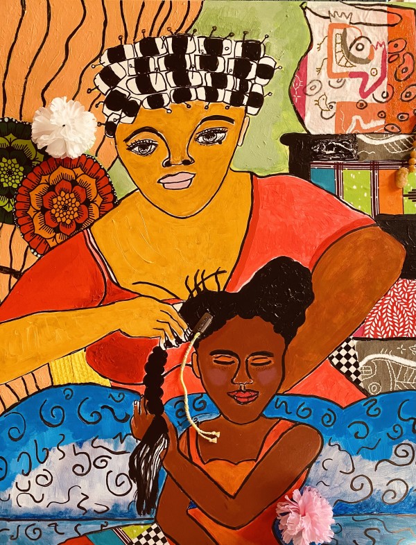 Mama Braiding by Kym Cooper by Kym Debra Cooper