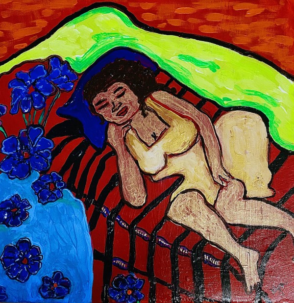 Blue Flower Slumber by Kym Cooper by Kym Debra Cooper