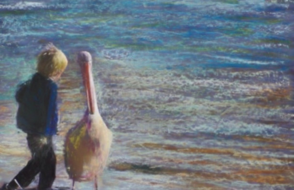 Boy and Pelican, 1770 Queensland by Jennifer Ryan