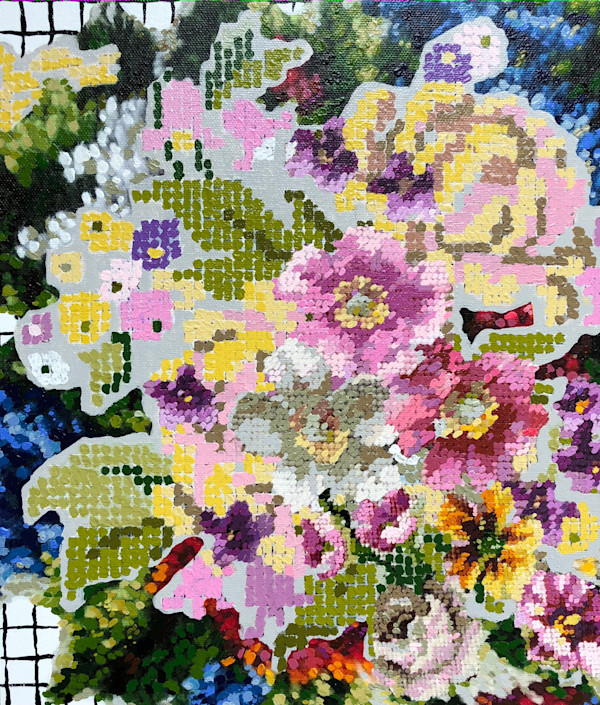 Floral with Hooked Rug on Grid, Image 1.