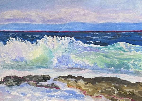 Red Line Study of Waves and Sea by Terrill Welch