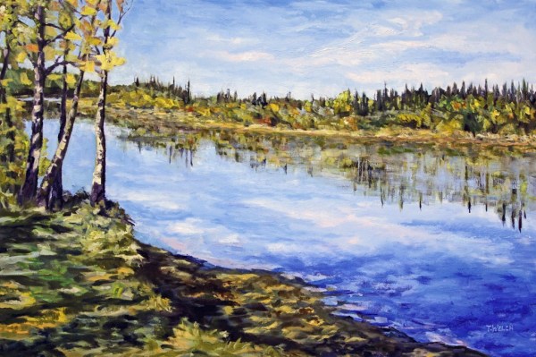 Stuart River Kicking Leaves by Terrill Welch 