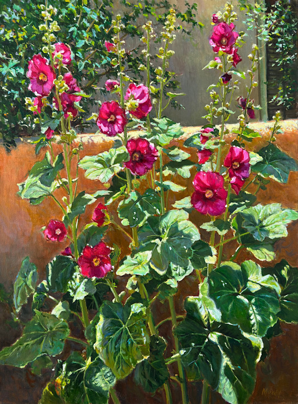 Santa Fe Garden Hollyhocks by Daniel Mundy