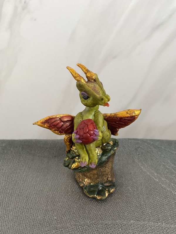 Summer Hatchling Baby Dragon Figurine by Marie Young