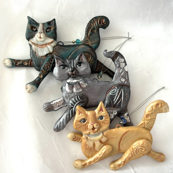 Art Deco Inspired Cat Ornaments by Marie Young