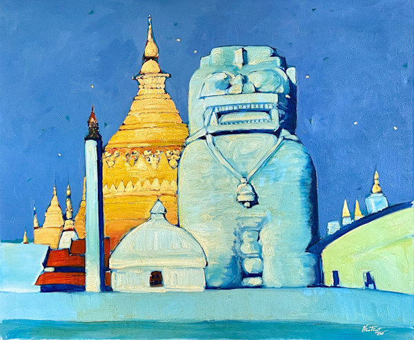 Lion Statue of Shwesegon by Win Tint