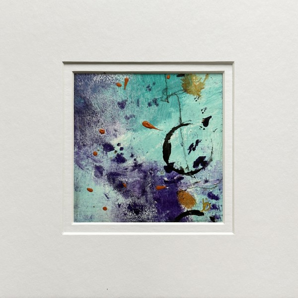 9-Mini Art 25, 2023, Acrylic on paper, 4 x 4 inches, dbl matted to 8 x 8 inches by Juanita Bellavance