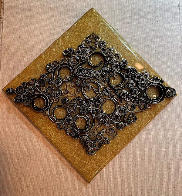 Black & Gold Quilling Tile by Melissa Flattery, Image 3.
