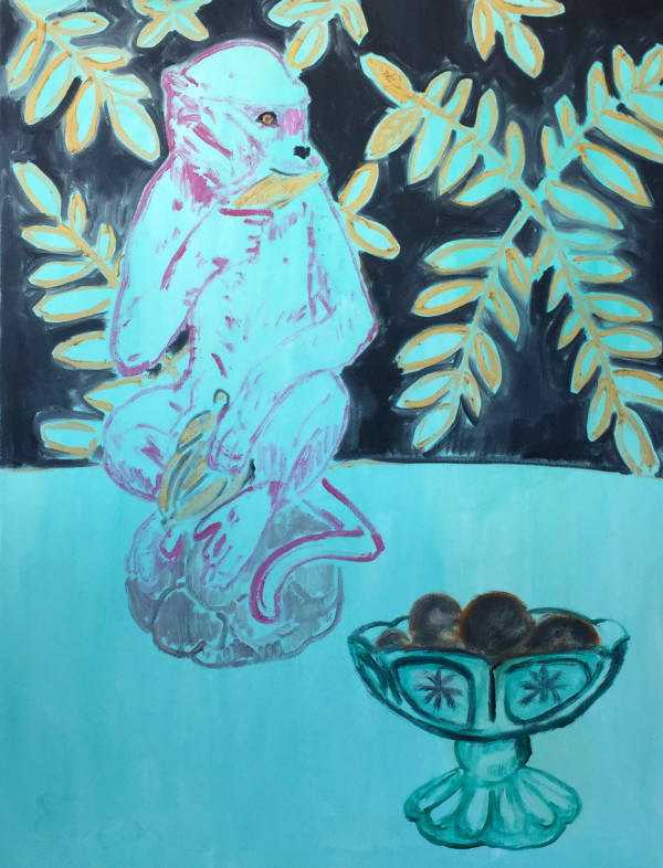 Monkey With Bowl of Oranges