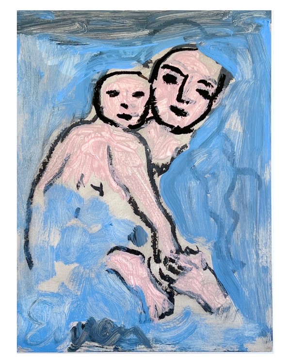 Mother & Child, Blue and Pink by Anne-Louise Ewen