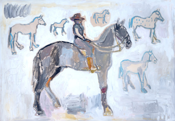 Equestrian Painting, Ranger With Seven And a Half Horses