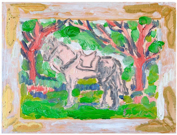 Tiny Horse with White and Gold Frame by Anne-Louise Ewen