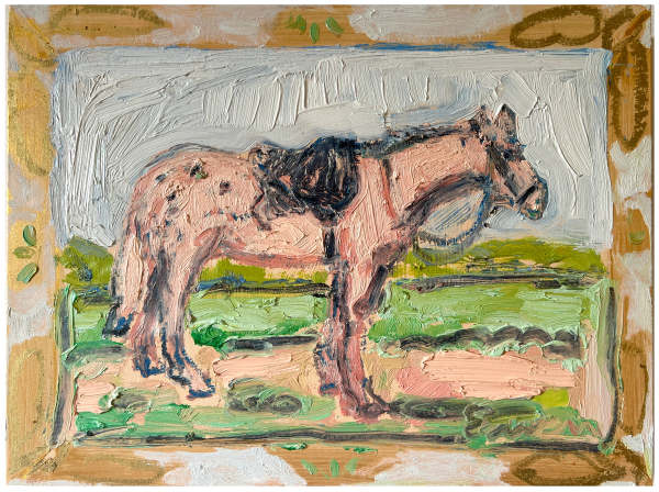 Tiny Pink Appaloosa Horse with White and Gold Frame by Anne-Louise Ewen