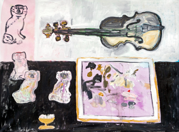 Still Life With Violin and Four Dogs by Anne-Louise Ewen