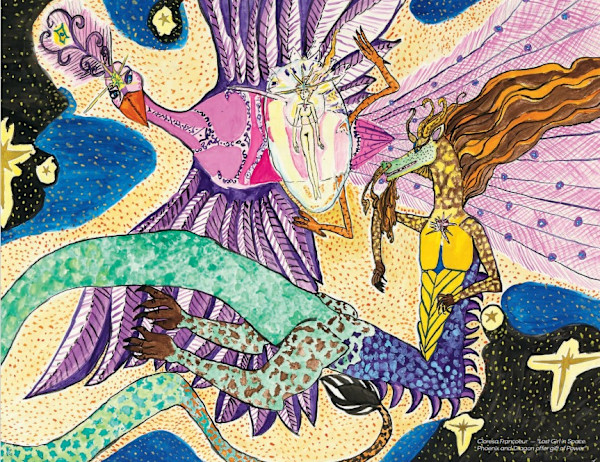 Lost Girl In Space, Phoenix and Dragon after a Gift of Power by Cloresa Francoeur