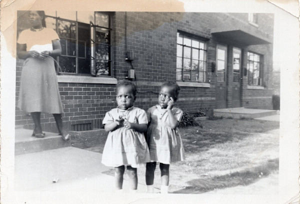Two wary little girls by Unknown