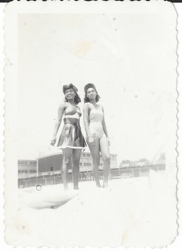 Two women on the beach by Unknown