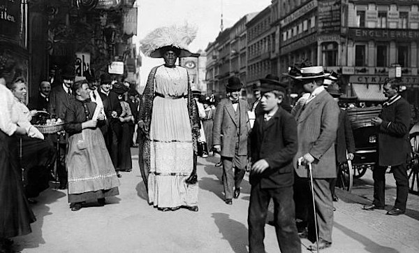 Abomah the Giantess out walking in Germany by Unknown