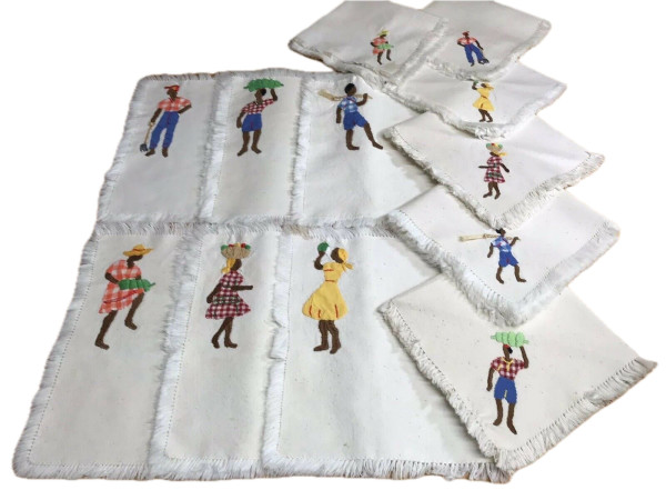 Appliquéd placemats and napkins by Unknown