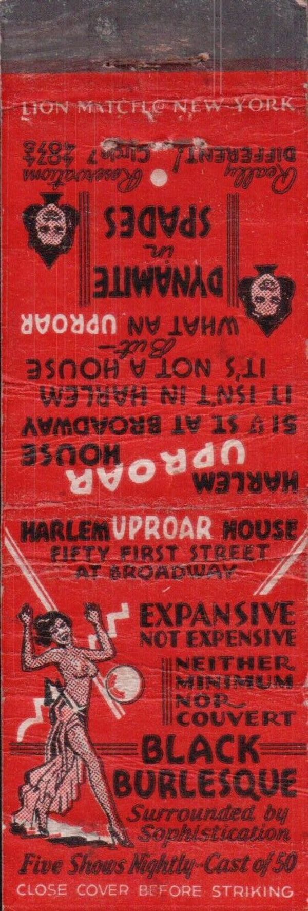 Harlem Uproar House Black Burlesque matchbook by Unknown