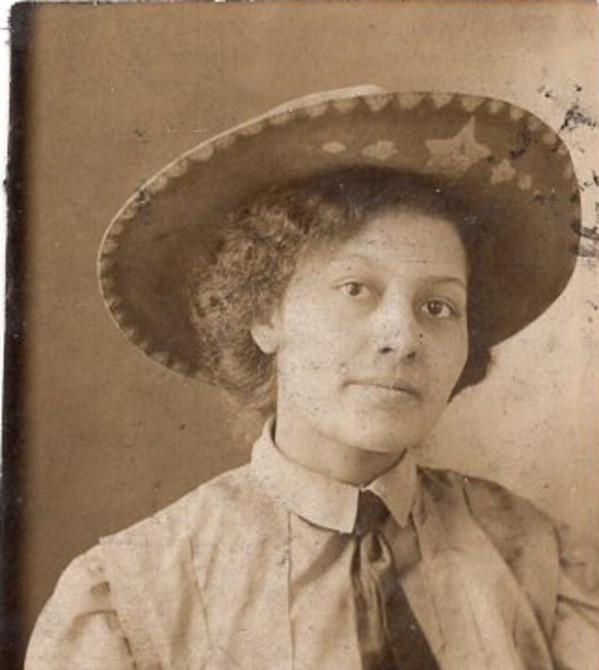 Gem miniature of woman wearing sombrero with stars by Unknown
