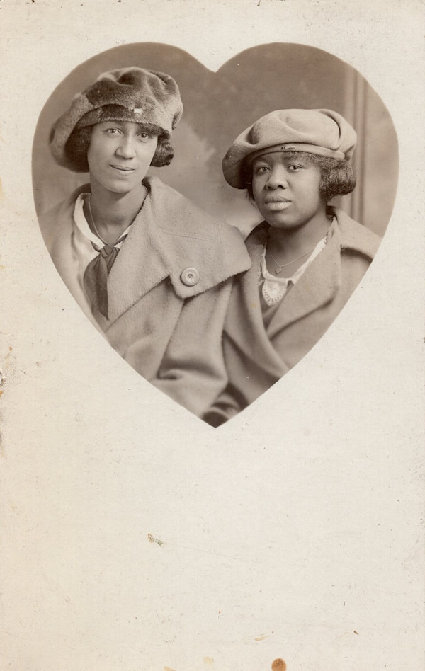 Two women in heart vignette by Unknown