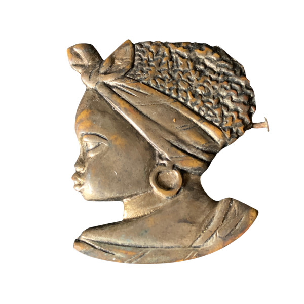 Woman with head wrap brooch by Unknown