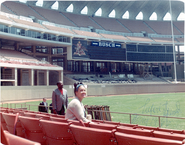 Before it opened (Martha and Louis in Busch Stadium, St. Louis) by Unknown
