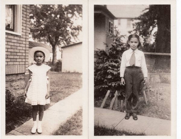 Girl in feminine and masculine clothing by Unknown