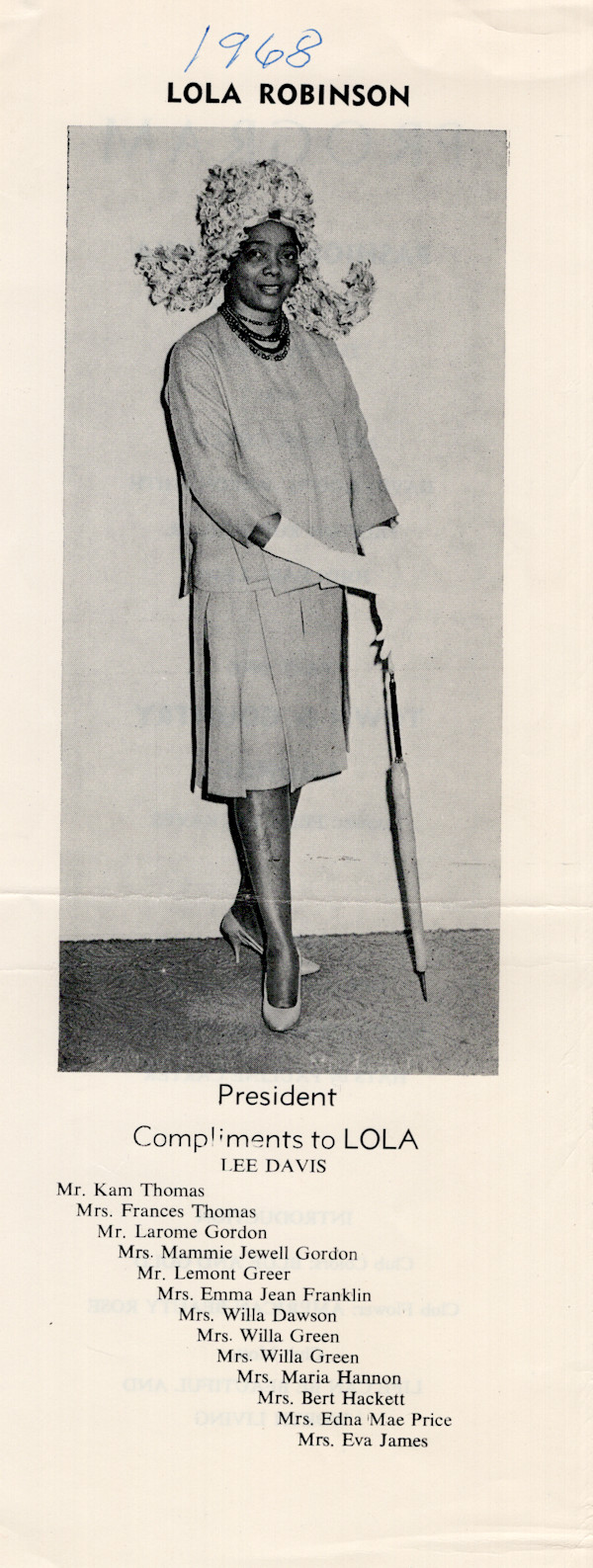 Lola Robinson, President, Sapphire Girls Women’s Club, Chicago by Unknown