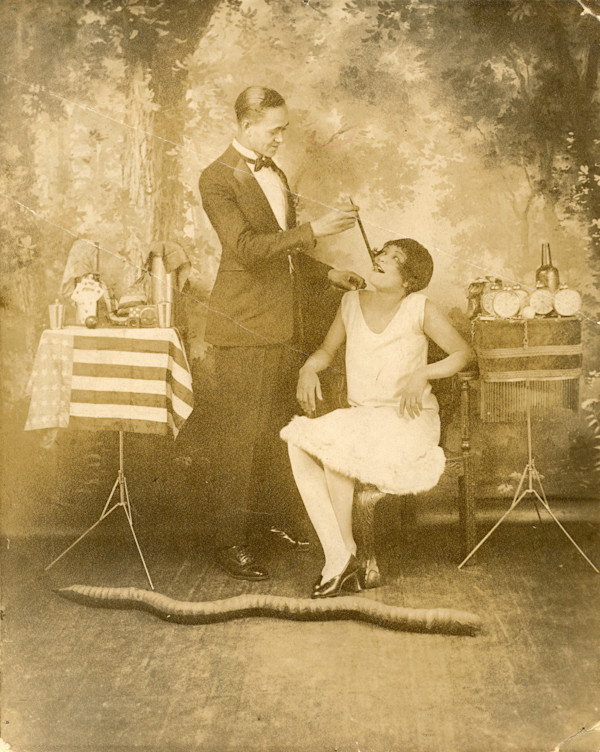 "Curtis the Mysterious" magician with his assistant by Unknown