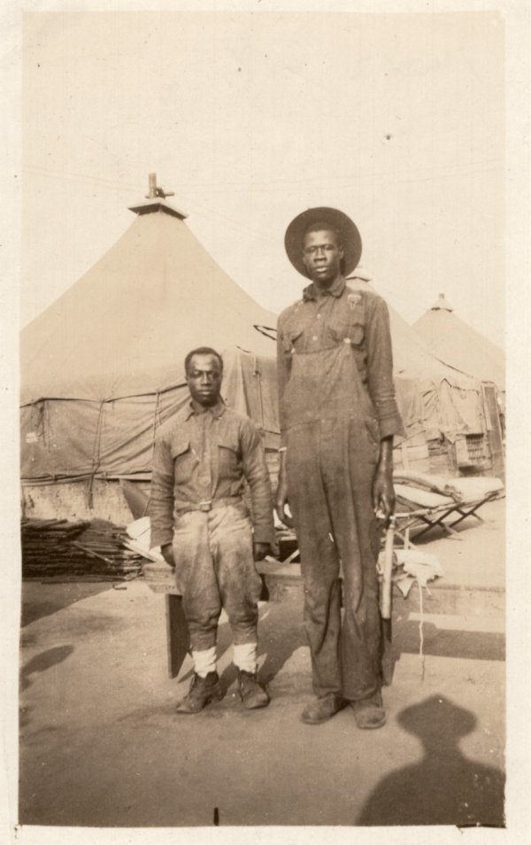 WWI Photo US Army Short & Giant African American Soldier by Unknown