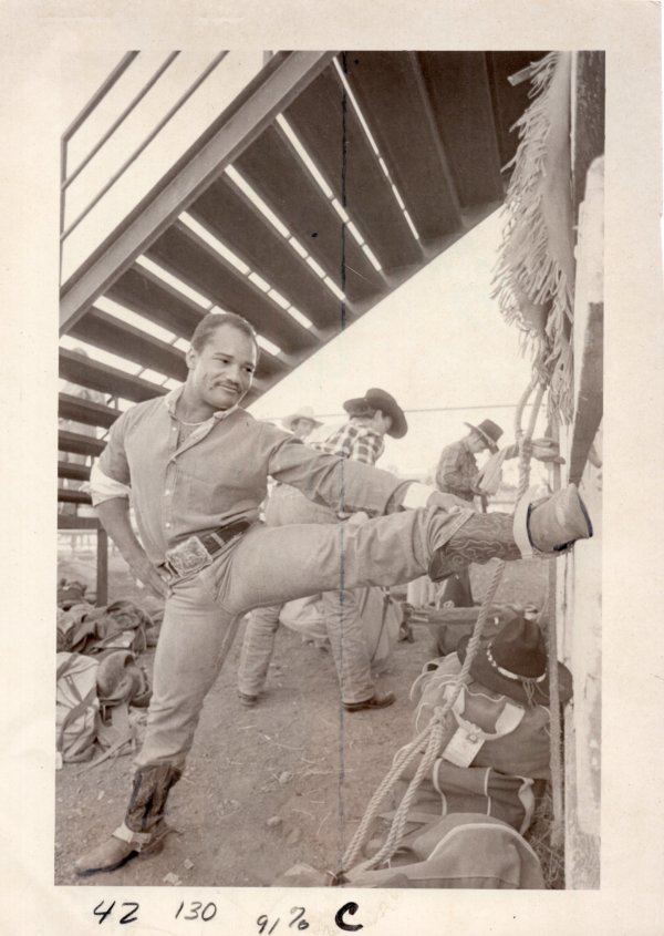 Stretching cowboy at the Pendleton Roundup, Oregon by Unknown