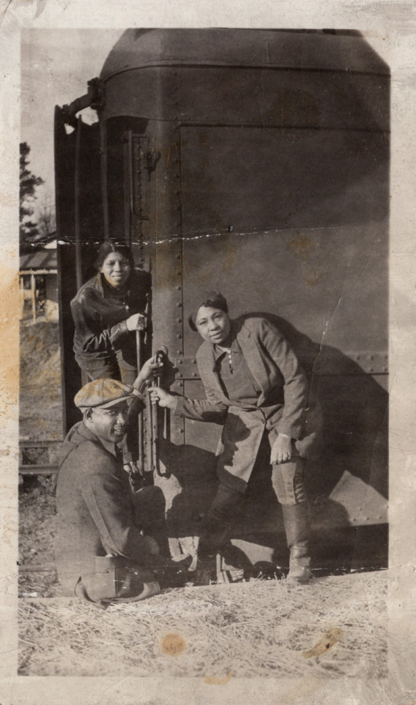 Fred Woods & 2 strong women by train, Saratoga Springs by Unknown