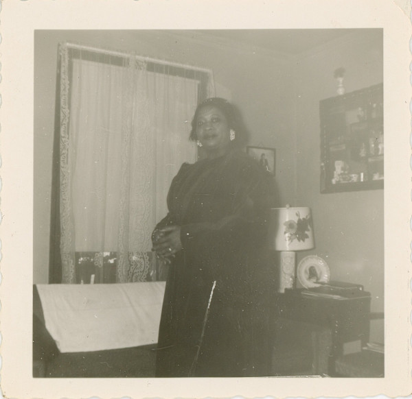 Elegant woman in living room by Unknown