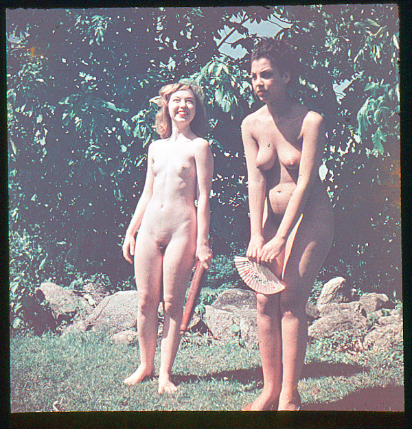 Pinup #100 & other woman modeling outdoors by Unknown