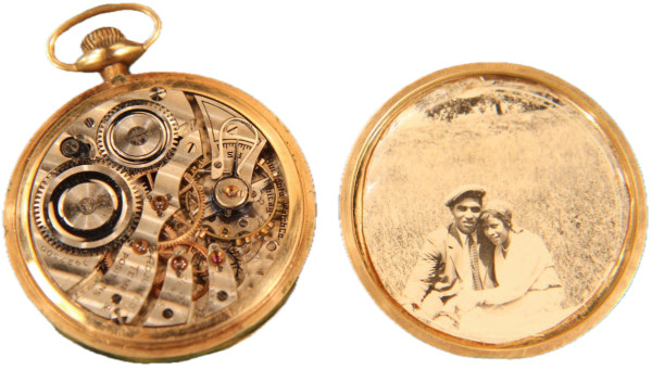 Burlington pocket watch with photograph by Unknown