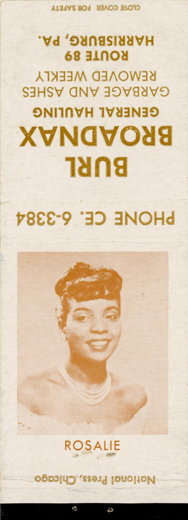 Rosalie (matchbook cover pinup) by Unknown