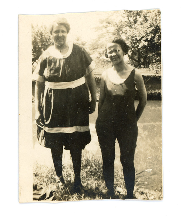 Two women in swimming costumes by Unknown