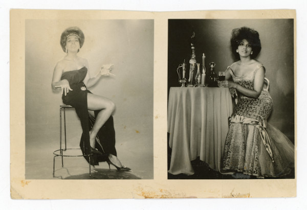 Woman modeling gowns and cocktails by Unknown
