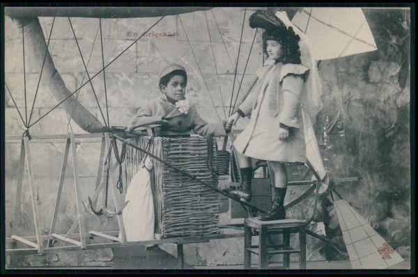 Boy and Girl in Zeppelin set of postcards by Unknown