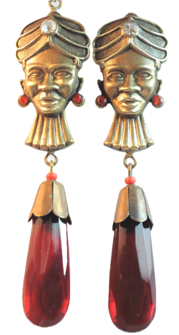 Czech Glass Blackamoor Earrings by Unknown