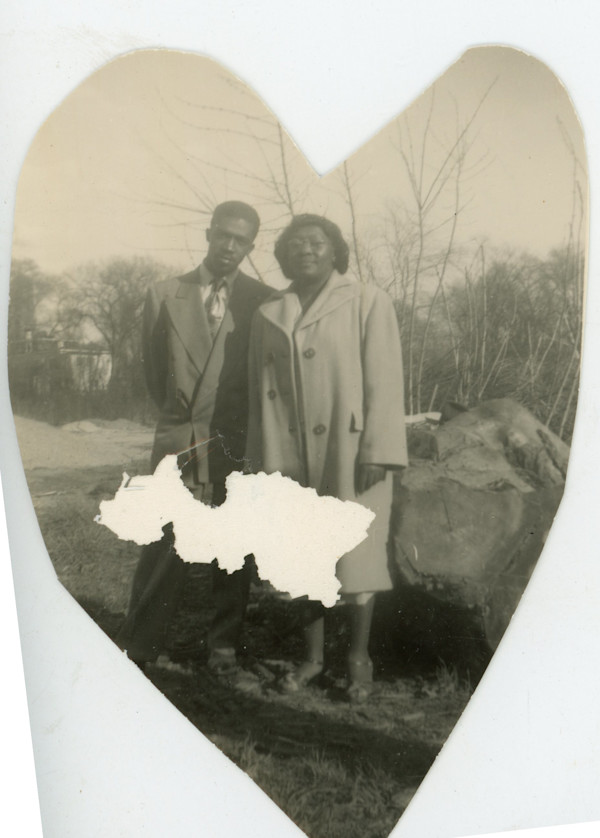 Heart cutout of couple by Unknown