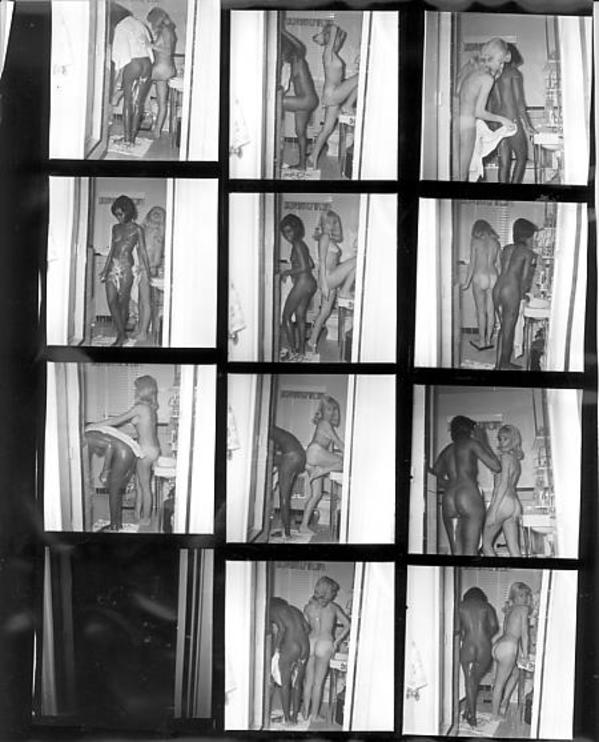 Pinup #164 + unidentified woman (bathroom) contact sheet by Unknown