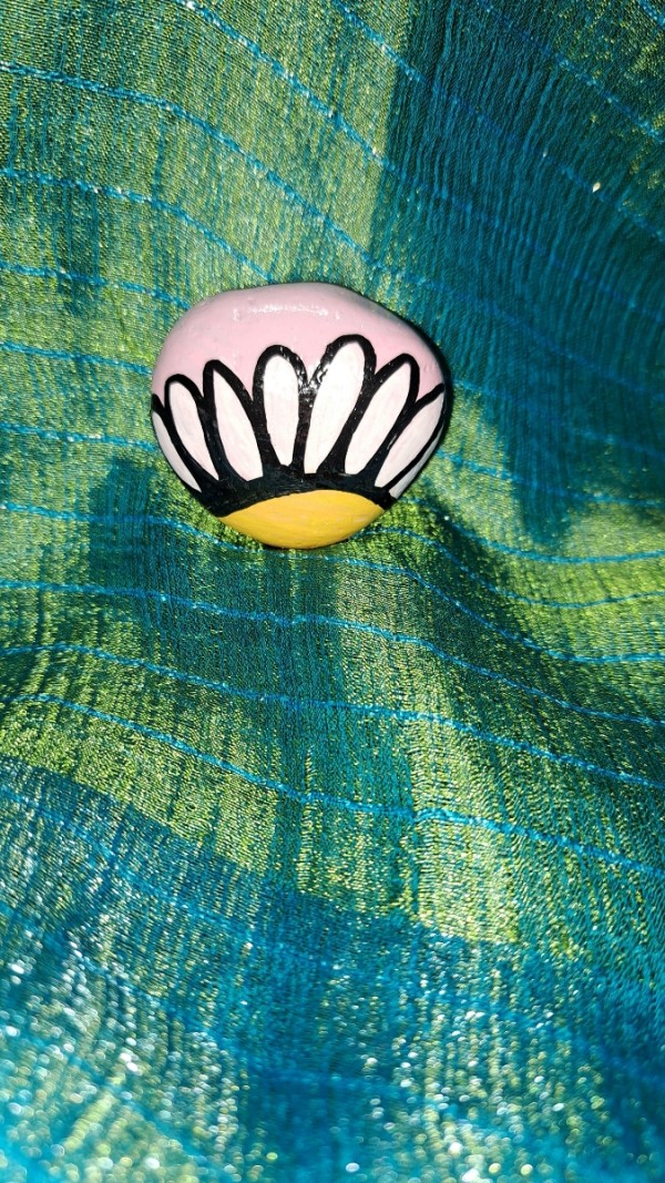 Painted Rock Daisy With Pink Background by Perry Art Productions "Finding The Beauty"
