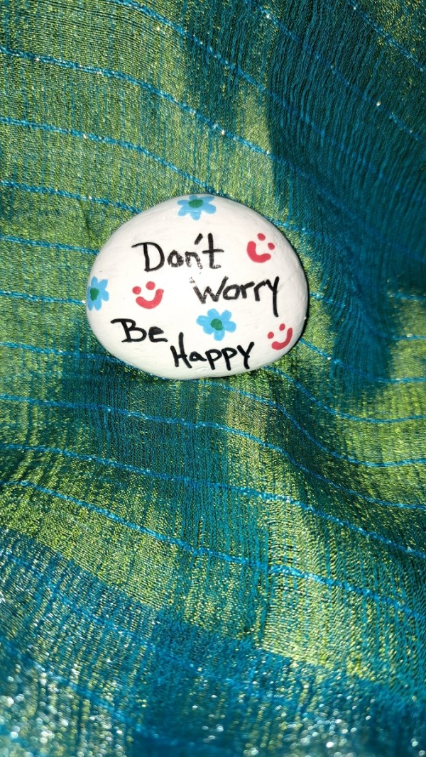 Painted Rock Don't Worry Be Happy by Perry Art Productions "Finding The Beauty"
