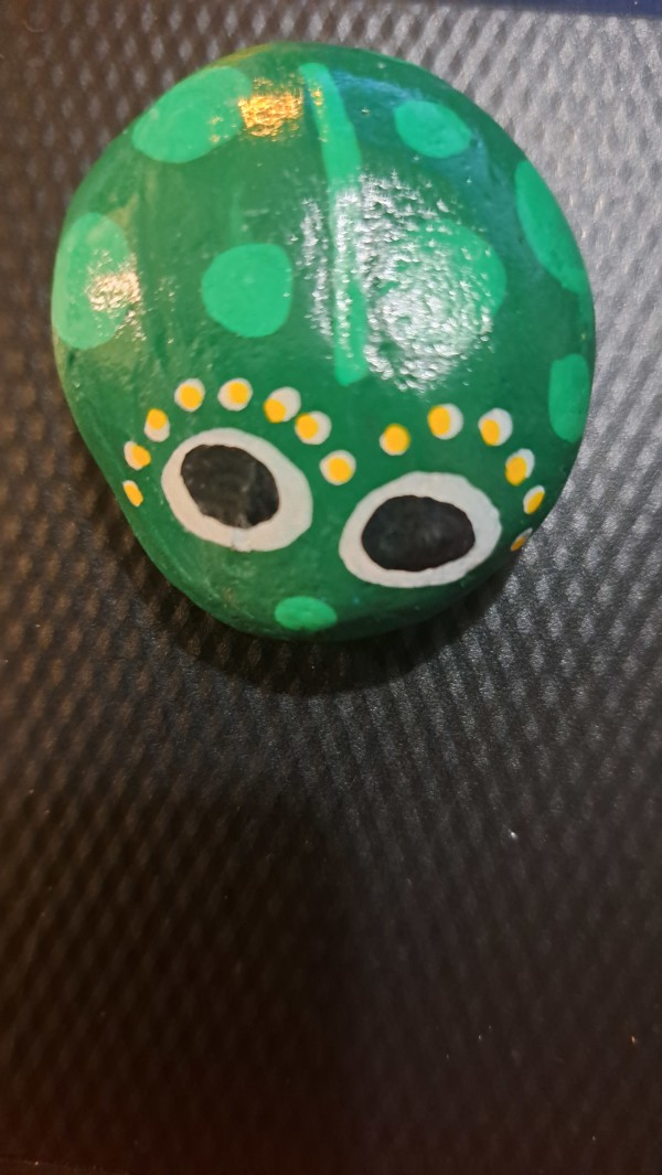 Painted Rock Green Frog by Perry Art Productions "Finding The Beauty"