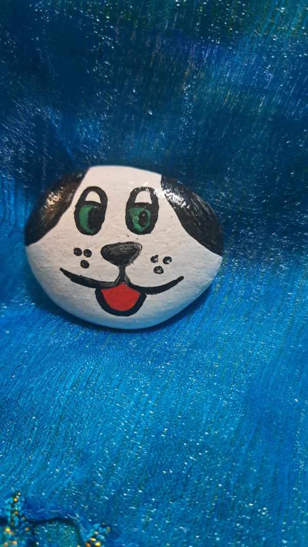 Painted Rock Happy Dog by Perry Art Productions "Finding The Beauty"