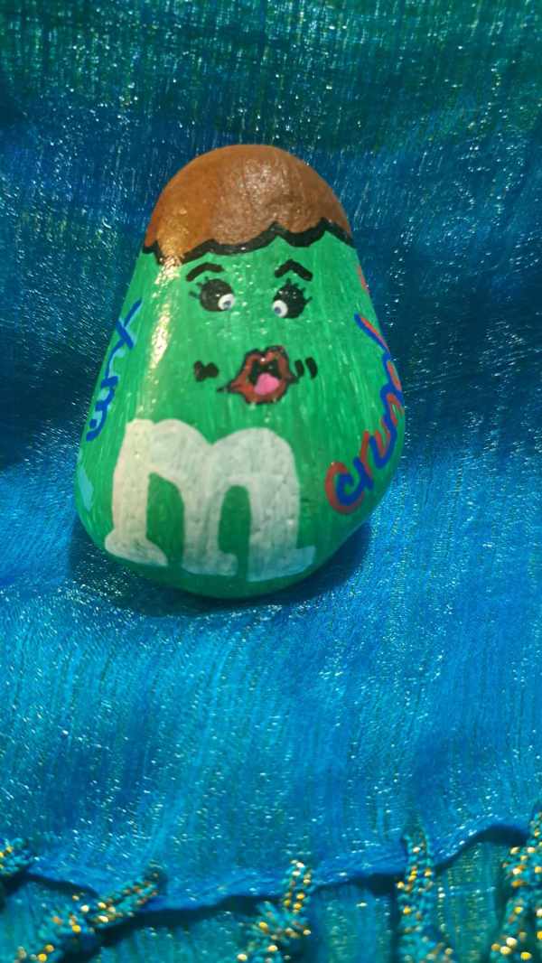 Painted Rock M & M Crunch by Perry Art Productions "Finding The Beauty"