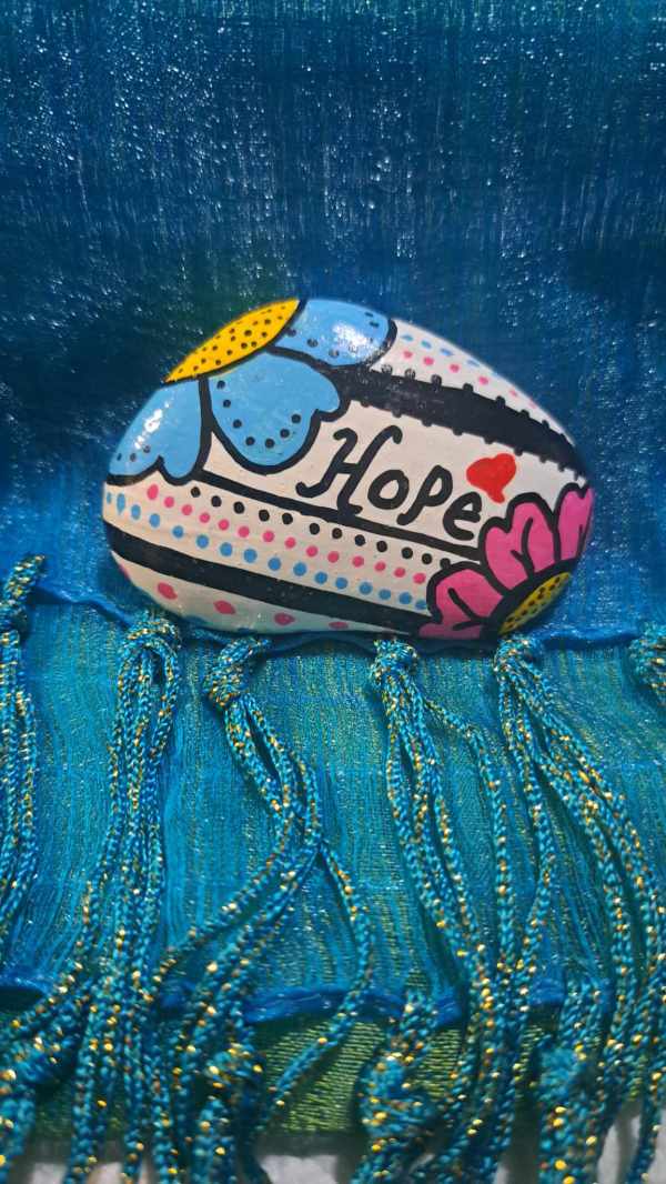 Painted Rock Hope and Flowers by Perry Art Productions "Finding The Beauty"